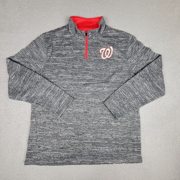 Washington Nationals Mens Large Sweatshirt Getting Faster Space Dye 1/4 Zip Gray - Picture 1 of 12